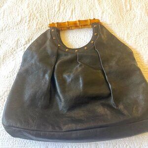 GUCCI - Vintage - Vintage Bamboo Hobo Handbag - Leather Black